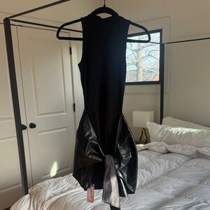 Chic Black Dress with Satin Bow